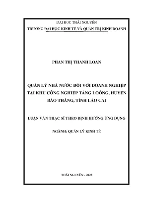 Quản lý nhà nước đối với doanh nghiệp tại khu công nghiệp tằng loỏng huyện bảo thắng tỉnh lào cai