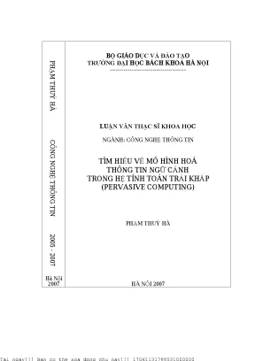 Tìm hiểu về mô hình hoá thông tin ngữ ảnh trong hệ tính toán trải khắp pervasive computing