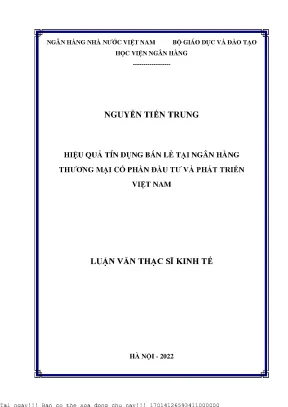 Hiệu quả tín dụng bán lẻ tại ngân hàng thương mại cổ phần đầu tư và phát triển việt nam