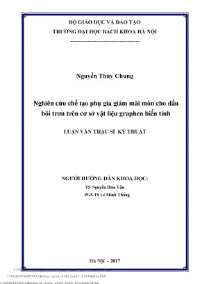 Nghiên ứu hế tạo phụ gia giảm mài mòn ho dầu bôi trơn trên ơ sở vật liệu graphen biến tính