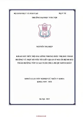 Khảo sát mức độ hài lòng trong điều trị đái tháo đường và một số yếu tố liên quan ở người bệnh đái tháo đường typs 2cao tuổi chưa được kiểm soát