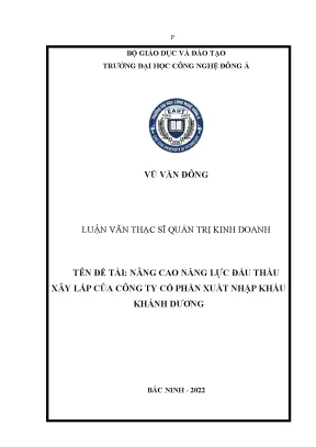 Nâng cao năng lực đấu thầu xây lắp của công ty cổ phần xuất nhập khẩu khánh dương