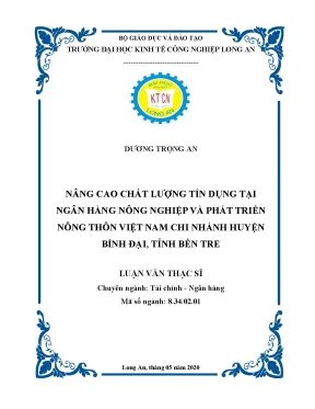 Nâng cao chất lượng tín dụng tại ngân hàng nông nghiệp và phát triển nông thôn việt nam chi nhánh huyện bình đại tỉnh bến tre
