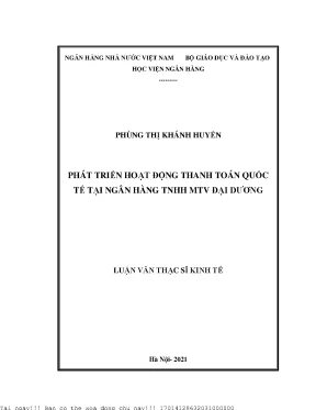 Phát triển hoạt động thanh toán quốc tế tại ngân hàng tnhh mtv đại dương