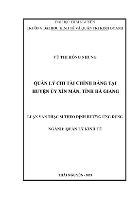 Quản lý chi tài chính đảng tại huyện ủy xín mần tỉnh hà giang