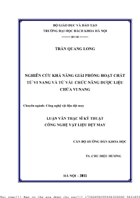 Nghiên ứu khả năng giải phóng hoạt hất từ vi nang và từ vải hứ năng dượ liệu hứa vi nang