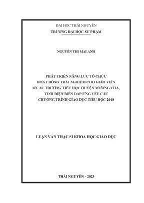 Phát triển năng lực tổ chức hoạt động trải nghiệm cho giáo viên ở các trường tiểu học huyện mường chà tỉnh điện biên đáp ứng yêu cầu chương trình giáo dục tiểu học 2018