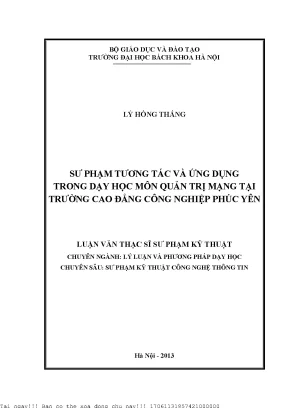 Sư phạm tương tá và ứng dụng trong dạy họ môn quản trị mạng tại trường cao đẳng công nghiệp phú yên