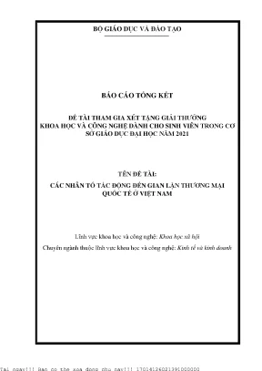 Các nhân tố tác động đến gian lận thương mại quốc tế ở việt nam