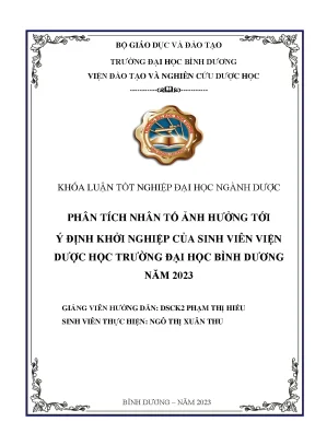 Phân tích yếu tố ảnh hưởng đến ý định khởi nghiệp sinh viên viện dược học trường đại học bình dương