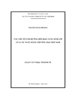 Luận văn thạc sĩ kinh tế các yếu tố ảnh hưởng đến khả năng sinh lời của các ngân hàng thương mại việt nam nguyễn xuân hoàng