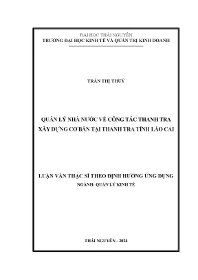 Quản lý nhà nước về công tác thanh tra xây dựng cơ bản tại thanh tra tỉnh lào cai