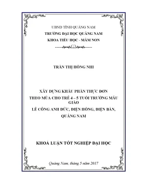 Xây dựng khẩu phần thực đơn theo mùa cho trẻ 4 5 tuổi trường mẫu giáo lê công anh đức điện hồng điện bàn quảng nam