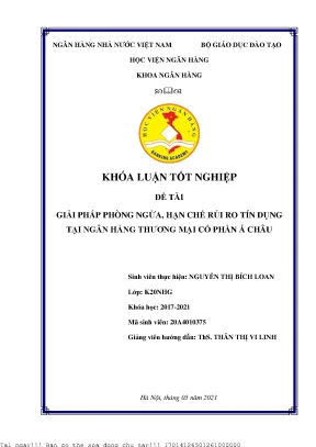 Giải pháp phòng ngừa hạn chế rủi ro tín dụng tại ngân hàng tmcp á châu