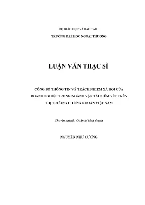 Luận văn thạc sĩ công bố thông tin về trách nhiệm xã hội của doanh nghiệp trong ngành vận tải niêm yết trên thị trường chứng khoán việt nam