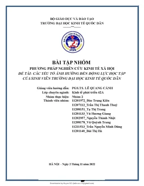 Ác yếu tố ảnh hưởng đến động lực học tập của sinh viên trường đại học kinh tế quốc dân