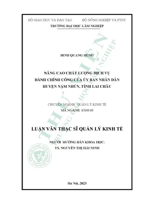 Nâng cao chất lượng dịch vụ hành chính công của ủy ban nhân dân huyện nậm nhùn tỉnh lai châu