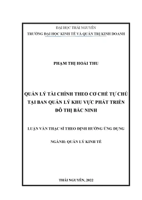 Quản lý tài chính theo cơ chế tự chủ tại ban quản lý khu vực phát triển đô thị bắc ninh