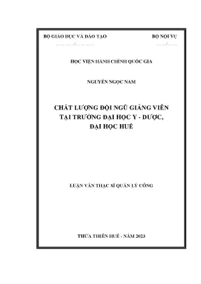 Chất lượng đội ngũ giảng viên tại trường đại học y dược đại học huế