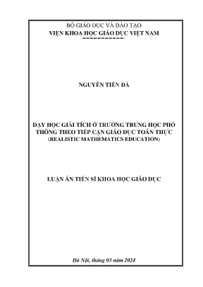Dạy học giải tích ở trường trung học phổ thông theo tiếp cận giáo dục toán thực realistic mathematics education