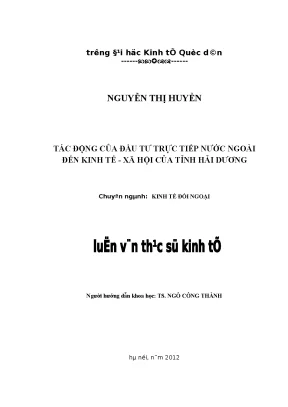 Tác động của đầu tư trực tiếp nước ngoài đến kinh tế xã hội của tỉnh hải dương