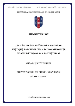 Các yếu tố ảnh hưởng đến khả năng kiệt quệ tài chính của các doanh nghiệp ngành bất động sản tại việt nam