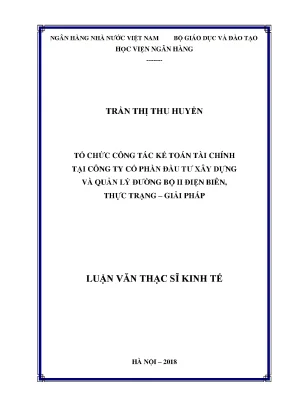 Tổ chức công tác kế toán tài chính tại công ty cổ phần đầu tư xây dựng và quản lý đường bộ ii điện biên thực trạng giải pháp