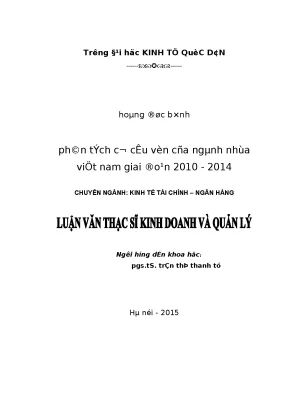 Phân tích cơ cấu vốn của ngành nhựa việt nam giai đoạn 2010 2014