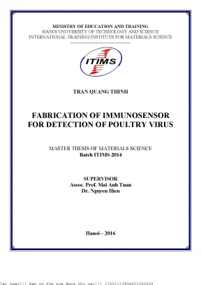 Fabriation off immunosensor for detection of poultry virus nghiên cứu chế tạo cảm biến miễn dịch điện hóa để phát hiện virut cúm gia cầm