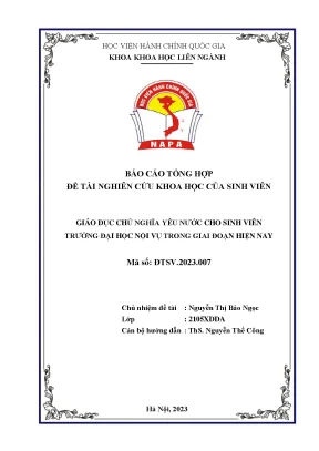 Đề tài giáo dục chủ nghĩa yêu nước cho sinh viên trường đại học nội vụ hà nội