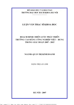 Hoạh định hiến lượ phát triển trường cao đẳng công nghiệp việt hung trong giai đoạn 2007 2015