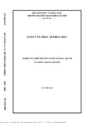 Nghiên ứu thiết kế công tơ mẫu sử dụng ade 7751 của hãng analog devices