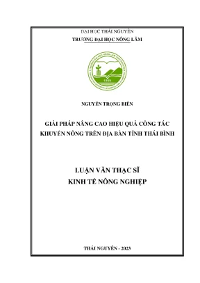 Giải pháp nâng cao hiệu quả công tác khuyến nông trên địa bàn tỉnh thái bình