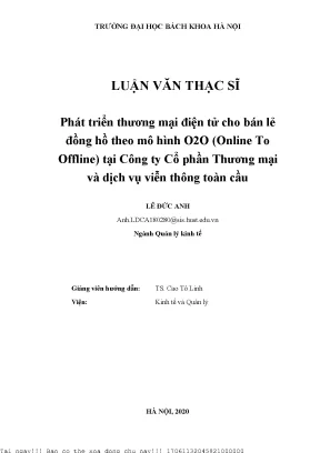Phát triển thương mại điện tử ho bán lẻ đồng hồ theo mô hình o2o online to offline tại công ty cổ phần thương mại và dịh vụ viễn thông toàn ầu