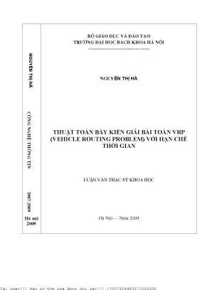 Thuật toán bầy kiến giải bài toán vrp cehile routing problem với hạn hế thời gian