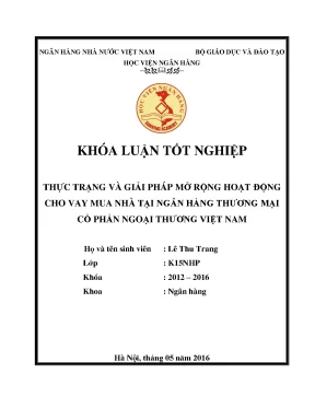 Thực trạng và giải pháp mở rộng hoạt động cho vay mua nhà tại ngân hàng thương mại cổ phần ngoại thương việt nam