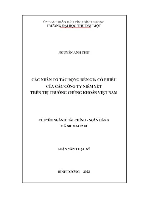 Các nhân tố tác động đến giá cổ phiếu của các công ty niêm yết trên thị trường chứng khoán việt nam