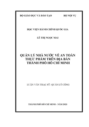 Quản lý nhà nước về an toàn thực phẩm trên địa bàn thành phố hồ chí minh