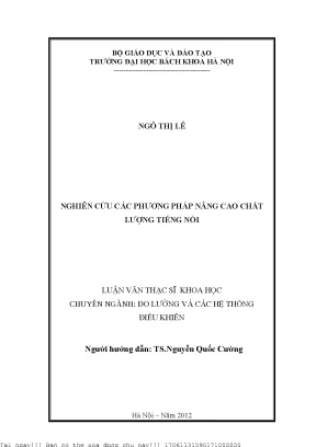 Nghiên ứu á phương pháp nâng ao hất lượng tiếng nói
