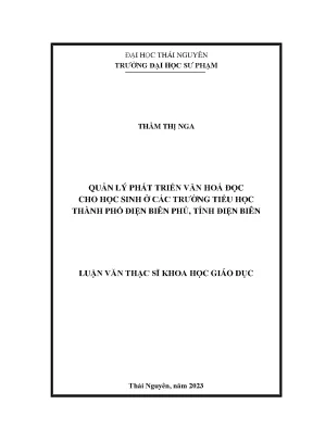 Quản lý phát triển văn hóa đọc cho hs ở trường th thành phố điện biên phủ tỉnh điện biên