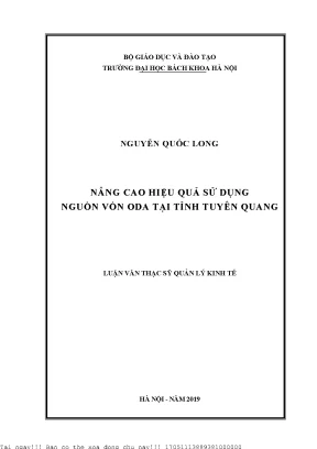 Nâng ao hiệu quả sử dụng nguồn vốn oda tại tỉnh tuyên quang