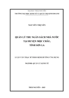 Quản lý thu ngân sách nhà nước tại huyện mộc châu tỉnh sơn la