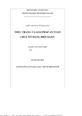 Thự trạng và giải pháp an toàn háy nổ mạng điện 0 4 kv