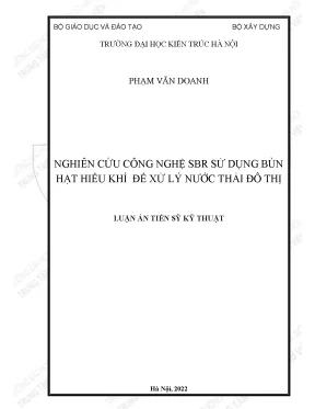 Nghiên cứu công nghệ sbr sử dụng bùn hạt hiếu khí để xử lý nước thải đô thị