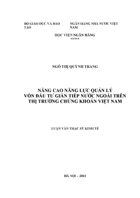 Nâng cao năng lực quản lý vốn đầu tư gián tiếp nước ngoài trên thị trường chứng khoán việt nam