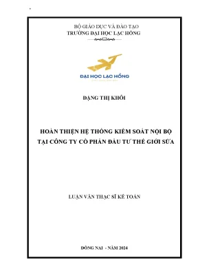 Hoàn thiện hệ thống kiểm soát nội bộ tại công ty cpđt thế giới sữa
