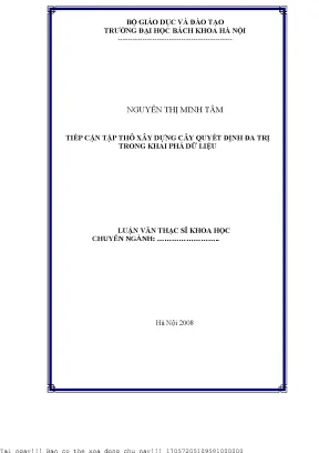 Tiếp ận tập thô xây dựng cây quyết định đa trị trong khai phá dữ liệu