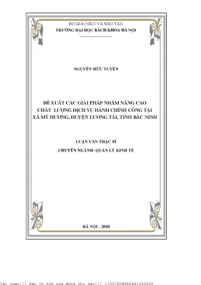 Đề xuất ác giải pháp nhằm nâng cao chất lượng dịch vụ hành chính công tại xã mỹ hương huyện lương tài tỉnh bắc ninh