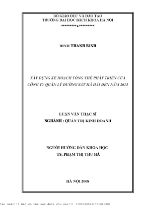 Xây dựng kế hoạh tổng thể phát triển công ty quản lý đường sắt hà hải đến năm 2015
