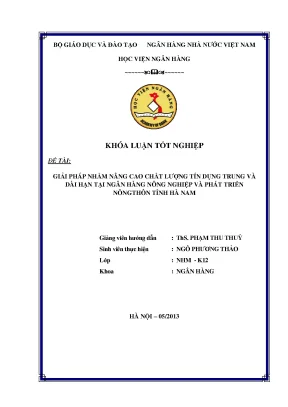 Giải pháp nâng cao chất lượng tín dụng trung và dài hạn tại ngân hàng nông nghiệp và phát triển nông thôn tỉnh hà nam